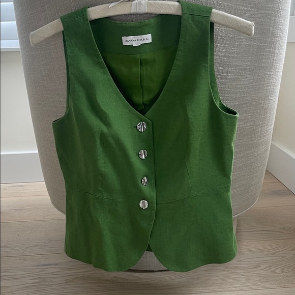 Banana Republic Linen Button-Front Vest, Size 4 - Picture 6 of 11